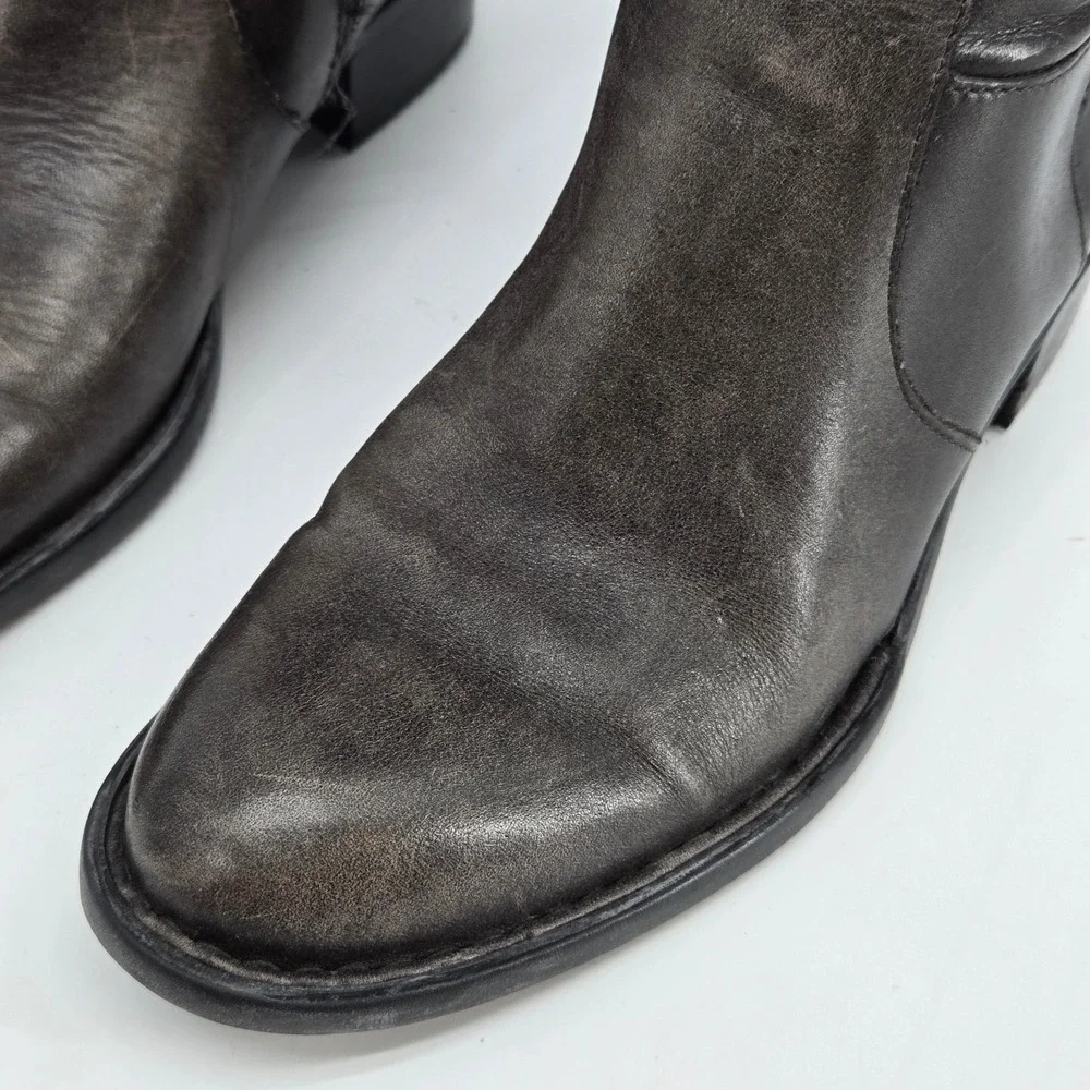 Born Borda Distressed Grey Leather Wide Calf Knee High Riding Boots Womens 8.5 M